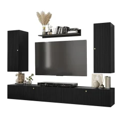 Parete attrezzata sospesa 250x165h cm nero Kiruna 3