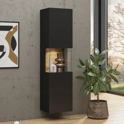 Parete attrezzata sospesa 226x140h cm nero rovere Fusion 1