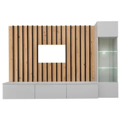 Parete attrezzata sospesa 220x148h cm nero rovere grigio perla Violina
