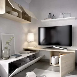Parete attrezzata 201x143h cm angolare rovere bianco Sahara Gihome®