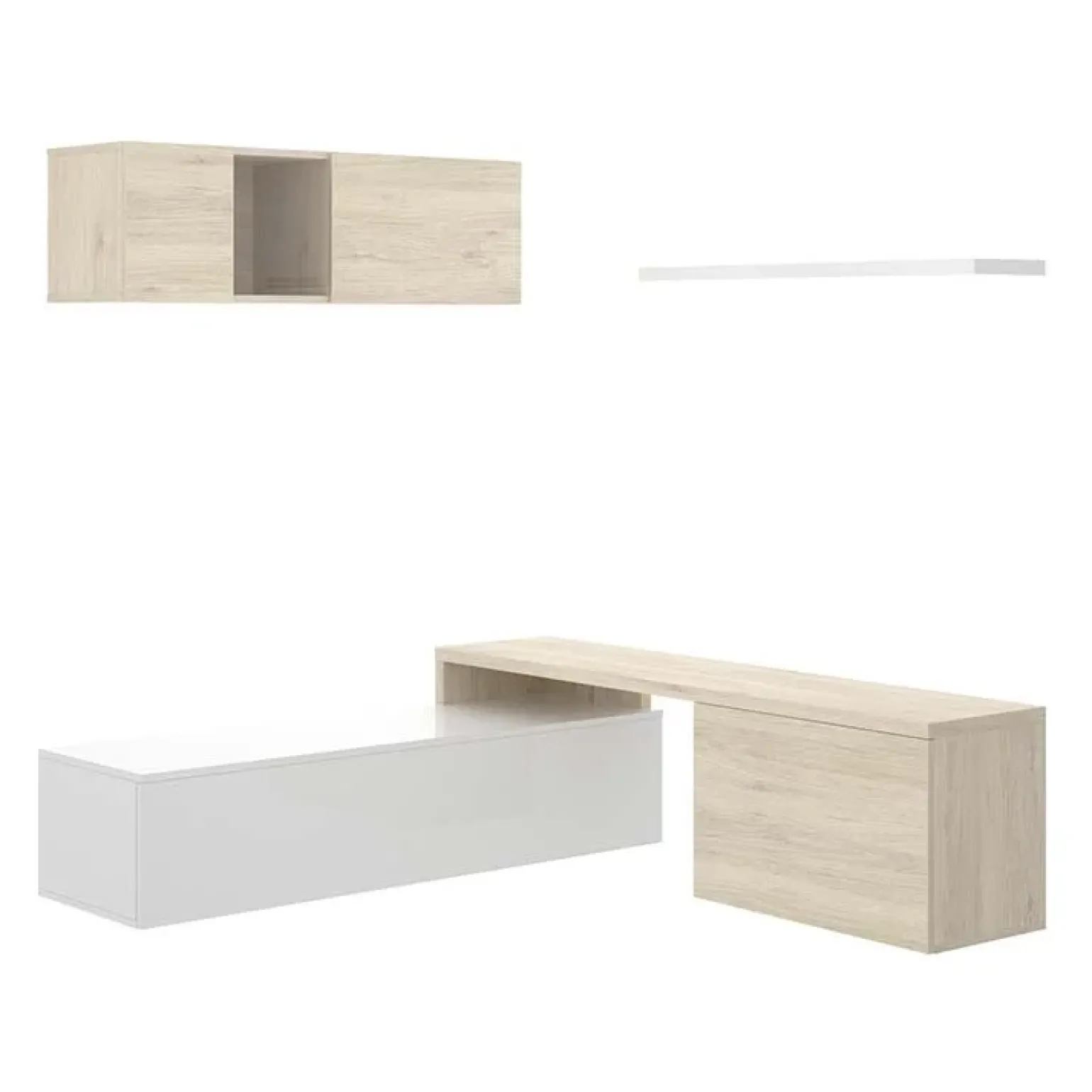 Parete attrezzata 201x143h cm angolare rovere bianco Sahara Gihome®