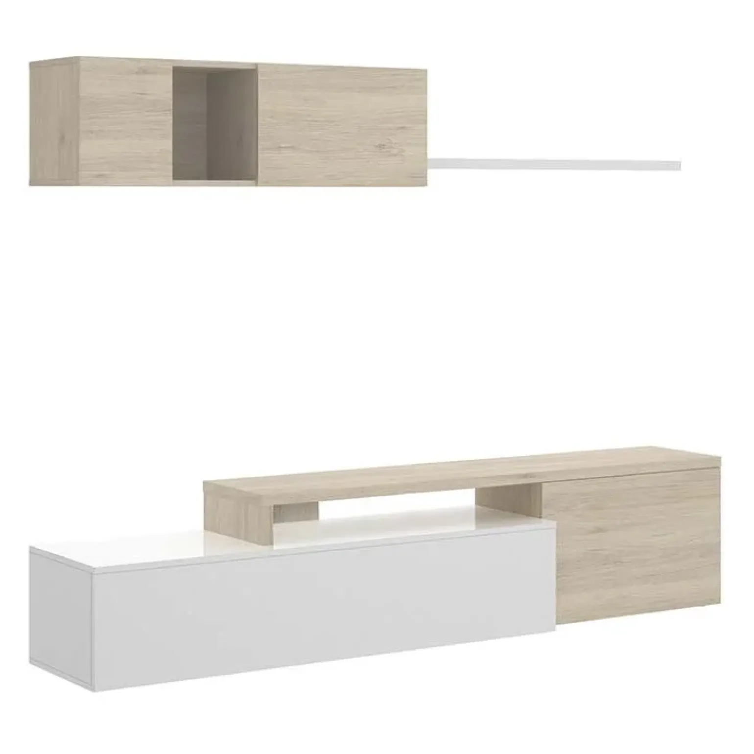 Parete attrezzata 201x143h cm angolare rovere bianco Sahara Gihome®