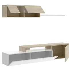 Parete attrezzata 201x143h cm angolare rovere bianco Sahara Gihome®