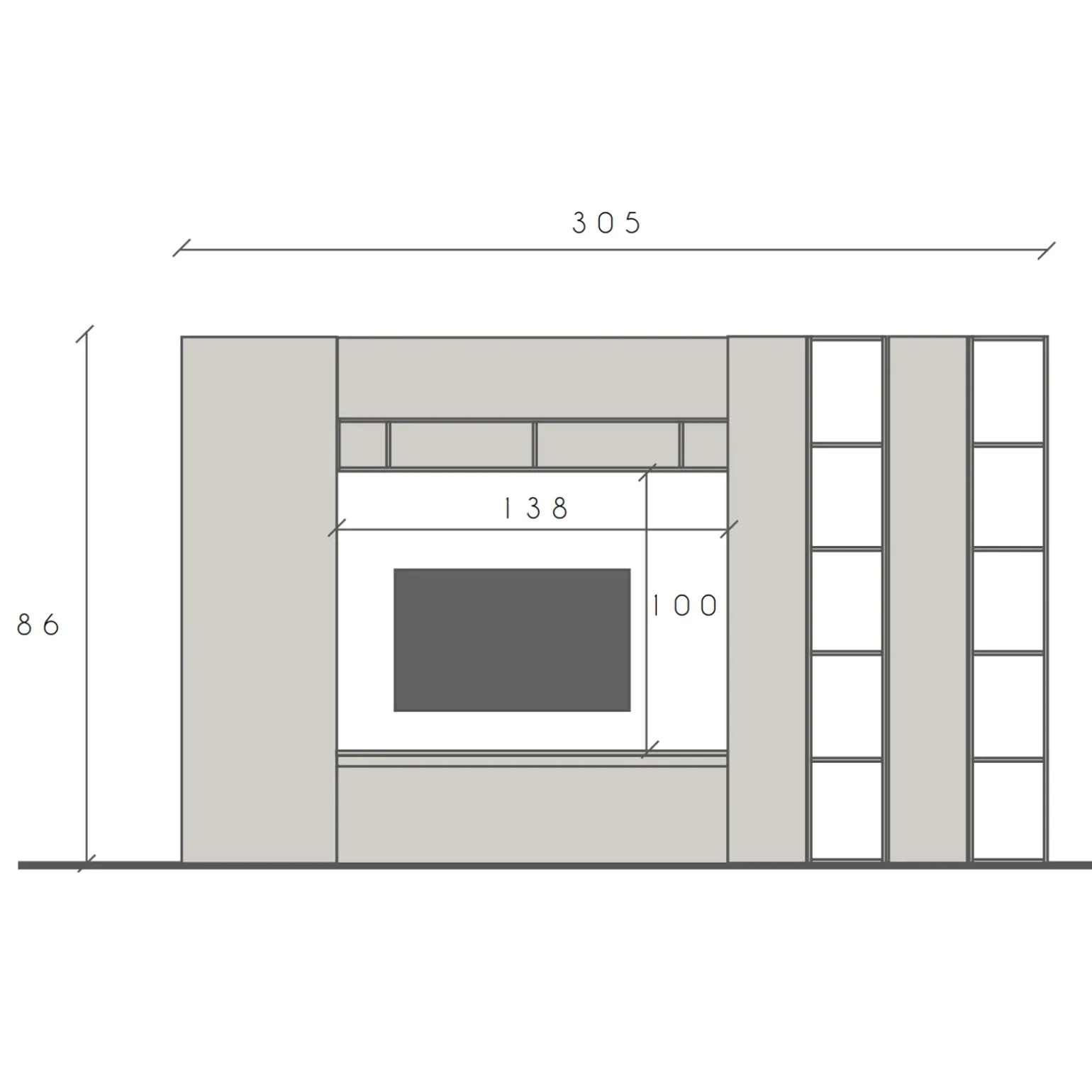 Parete attrezzata 305x186h cm bianco lucido rovere scuro Sunset 36
