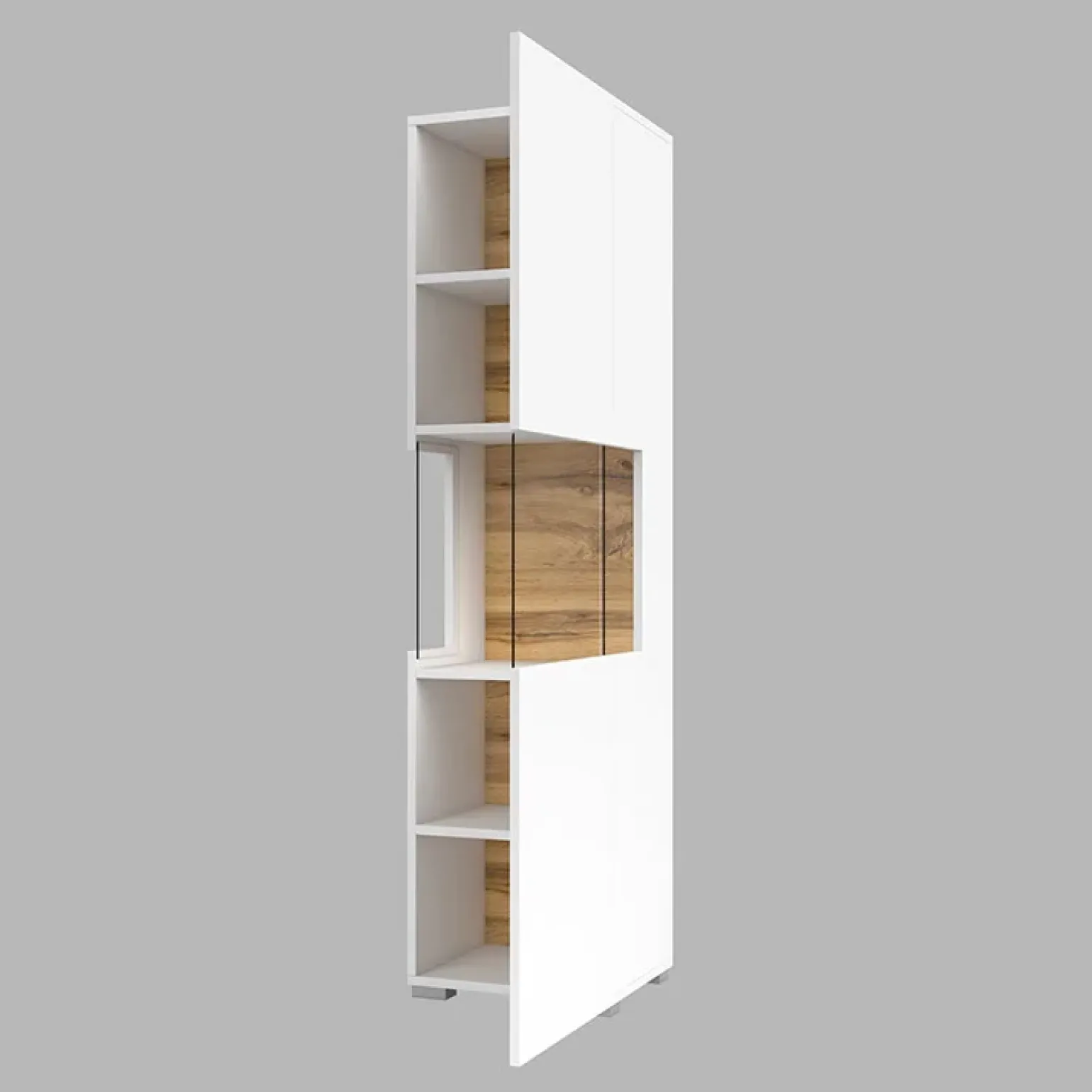 Parete attrezzata 226x140h cm bianco rovere Fusion 2