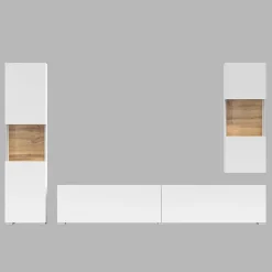 Parete attrezzata 226x140h cm bianco rovere Fusion 2
