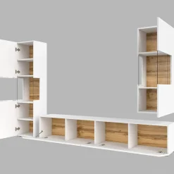 Parete attrezzata 226x140h cm bianco rovere Fusion 2
