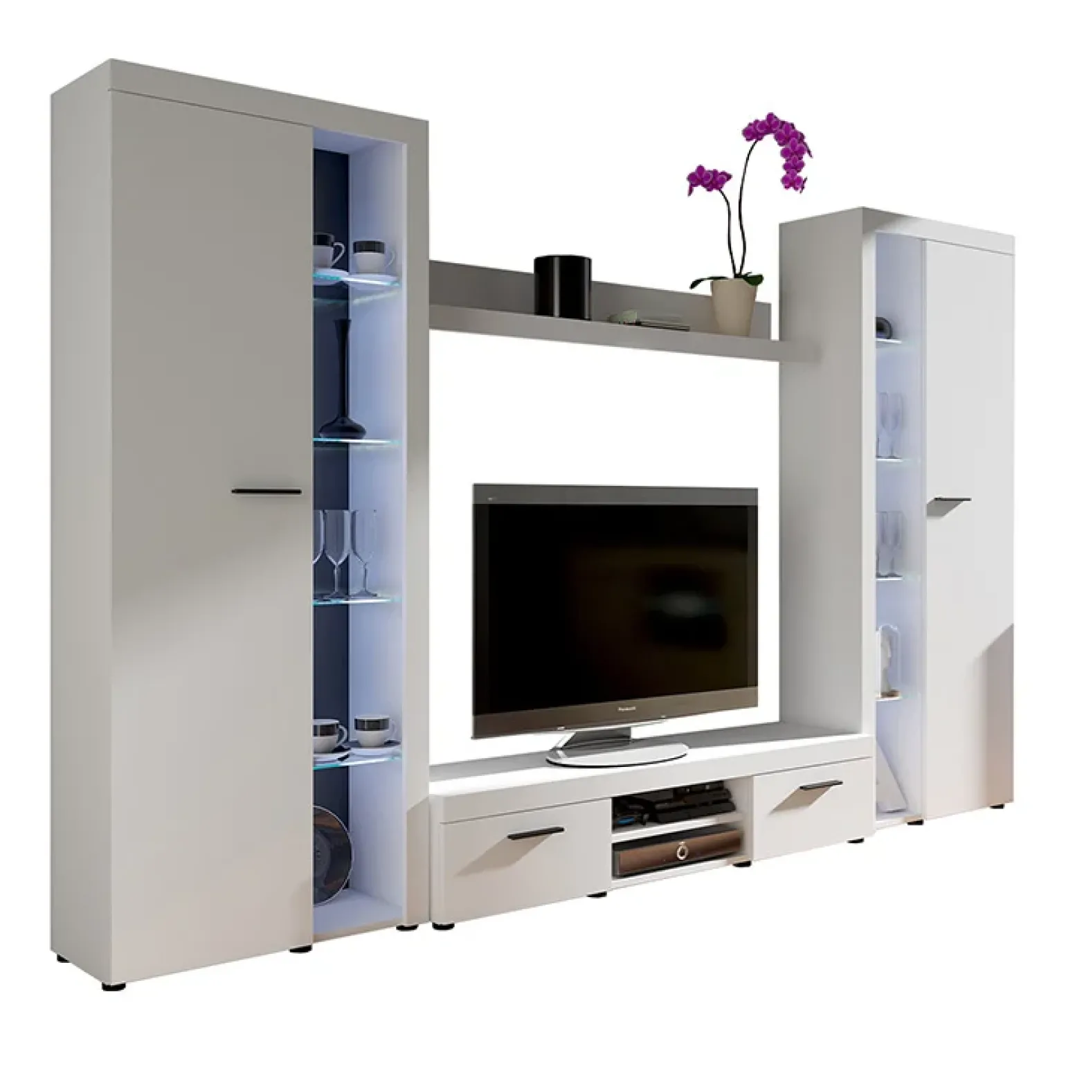 Parete attrezzata 300x190h cm bianco Birmingham