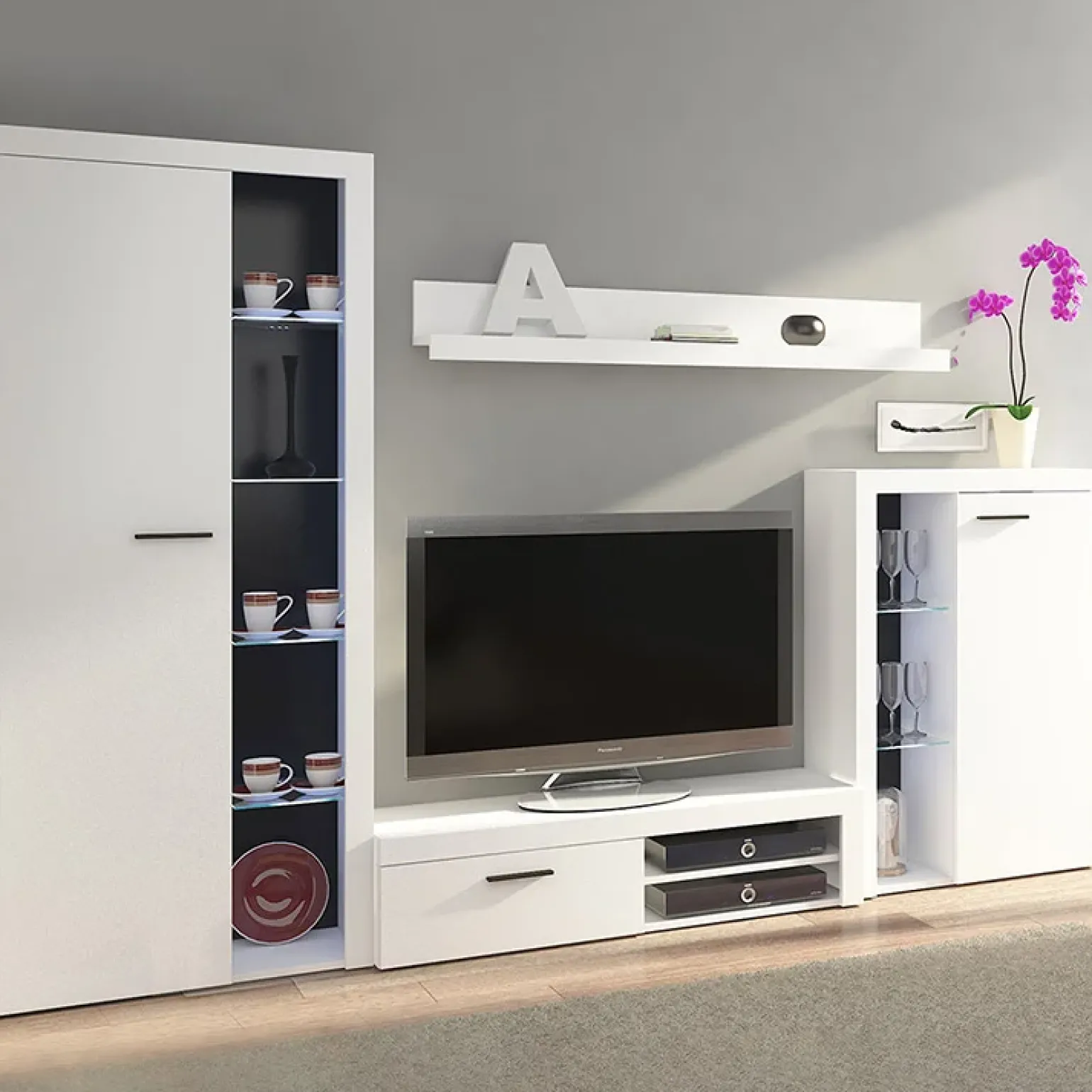 Parete attrezzata 270x190h cm bianco Edimburgo