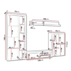 Parete attrezzata 270x190h cm bianco Edimburgo