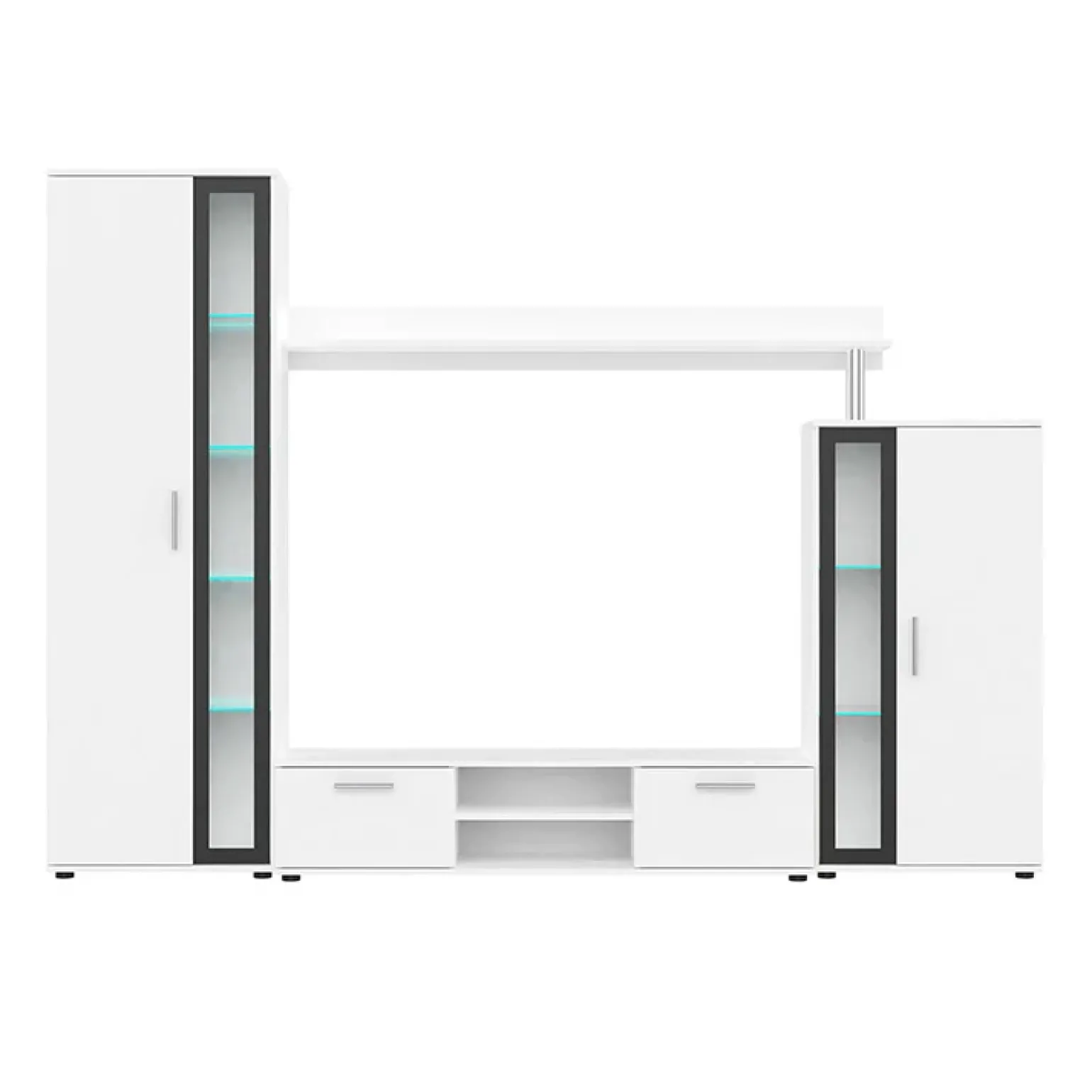 Parete attrezzata 256x182h cm bianco nero Newcastle