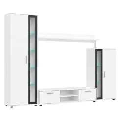 Parete attrezzata 256x182h cm bianco nero Newcastle