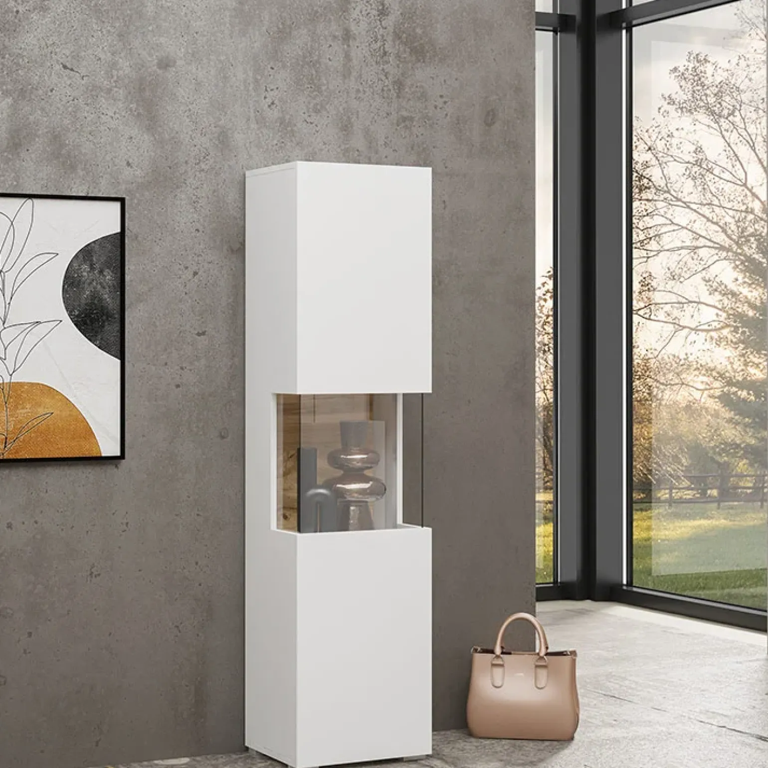 Parete attrezzata 226x140h cm bianco rovere Fusion 1