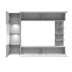 Parete attrezzata 250x187h cm con led bianco cemento Gracia