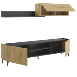 Parete attrezzata 182x160h cm legno rovere grafite German