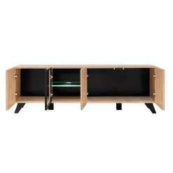 Parete attrezzata 340x192h cm moderna noce con stampa nera Mendes 2