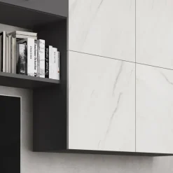 Parete attrezzata 268x209h cm moderna bianco marmo grafite Power