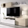 Parete attrezzata 201x155h cm moderna rovere naturale bianco lucido Gomer