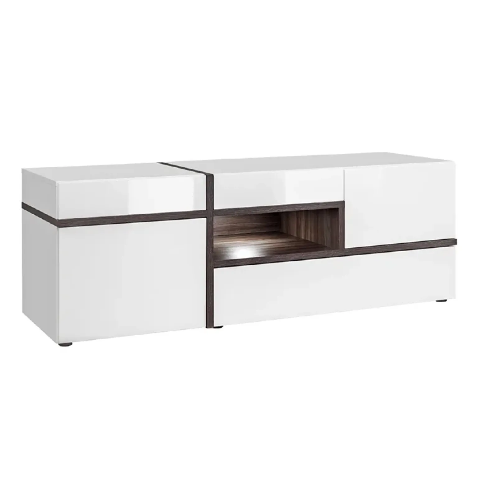 Parete attrezzata 310x197h cm moderna bianco lucido Mackay Gihome®