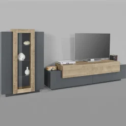 Parete attrezzata 290x121h cm moderna antracite rovere Milos Gihome®