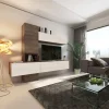 Parete attrezzata 240x196h cm moderna noce bianco spatolato Marlie