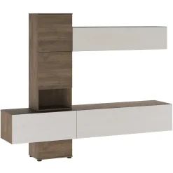 Parete attrezzata 240x196h cm moderna noce bianco spatolato Marlie