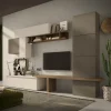 Parete attrezzata 295x195h cm moderna beige marrone rovere scuro Sunset 64