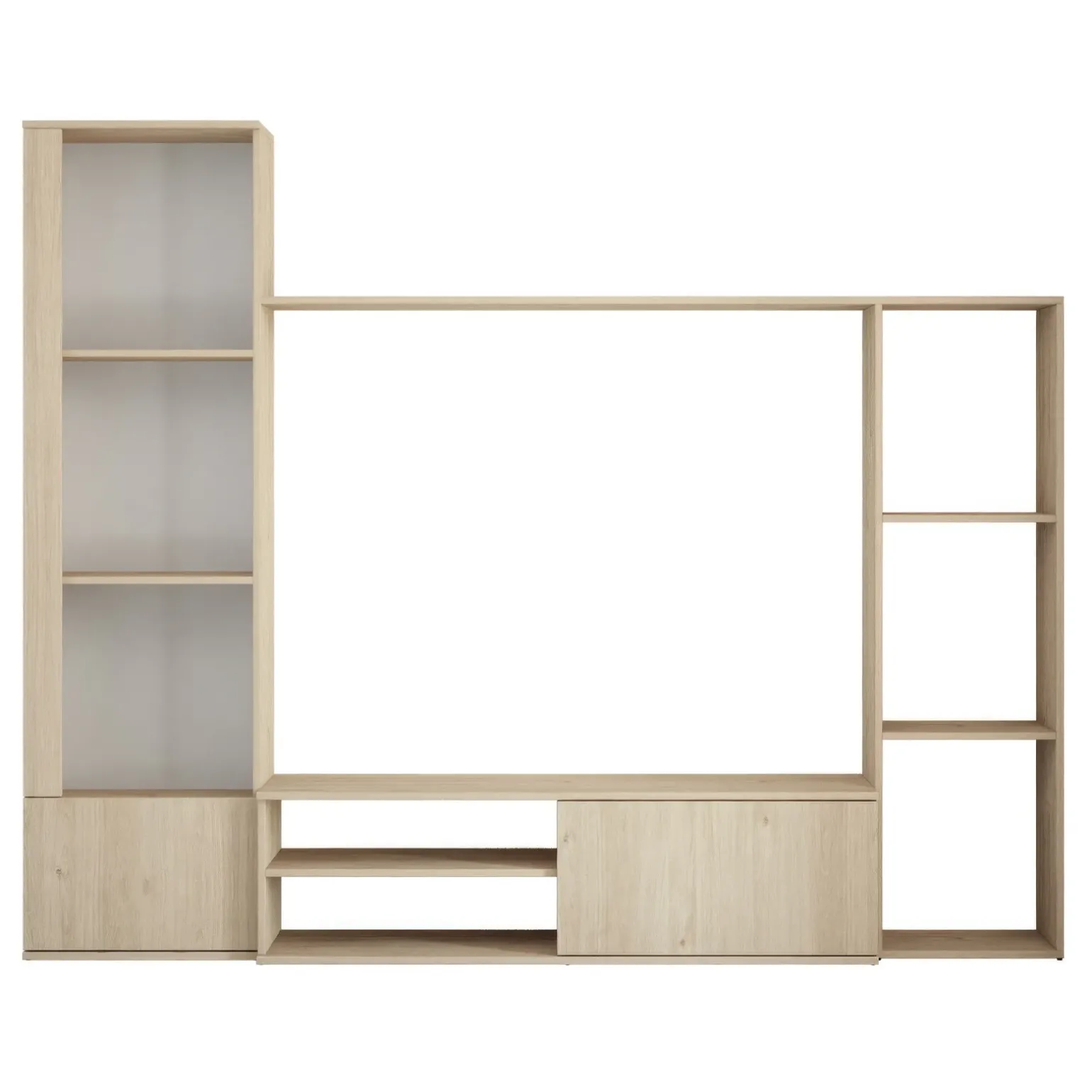 Parete attrezzata 220x178h cm moderna rovere chiaro Rubino