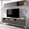 Parete attrezzata 180x166h cm moderna soggiorno rovere grafite Edgar