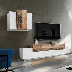 Parete attrezzata 240x180h cm moderna bianco pero Milos Gihome®