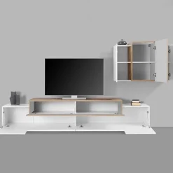 Parete attrezzata 240x180h cm moderna bianco pero Milos Gihome®