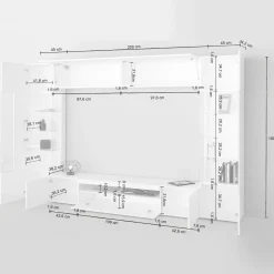 Parete attrezzata 290x190h cm moderna 2 vetrine tortora rovere Zenith 2