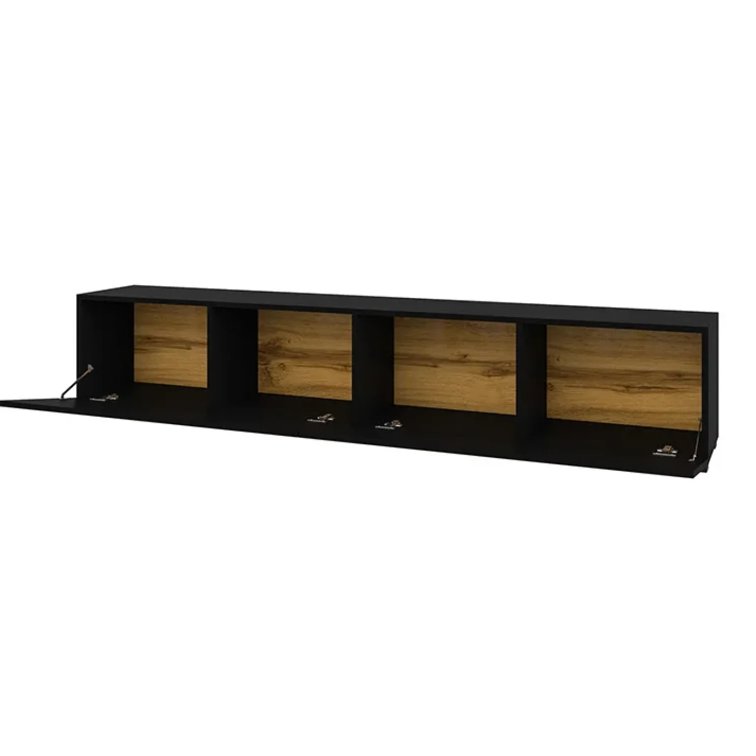 Parete attrezzata 226x140h cm nero rovere Fusion 2