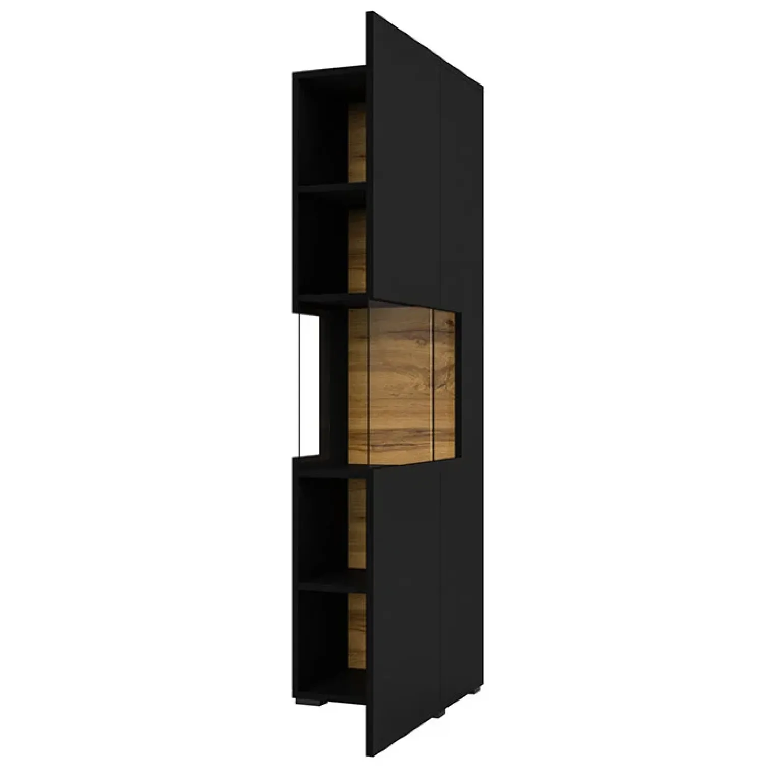 Parete attrezzata 226x140h cm nero rovere Fusion 2