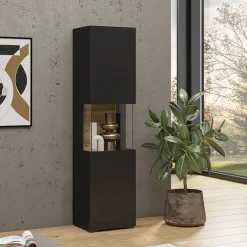 Parete attrezzata 226x140h cm nero rovere Fusion 1