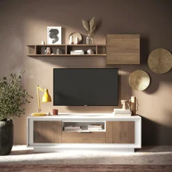 Parete attrezzata 180x200h cm rovere scuro Deluxe