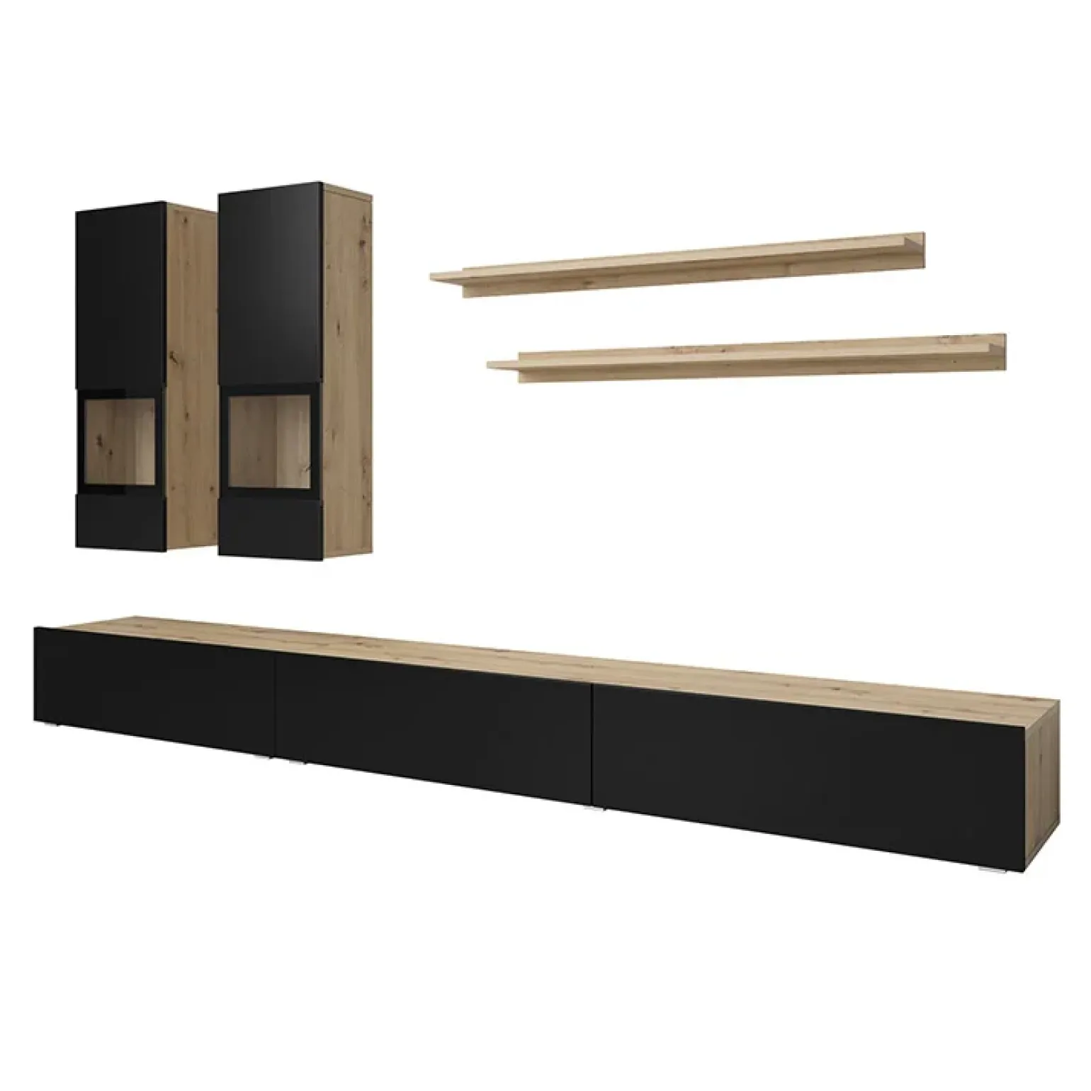 Parete attrezzata 270x176h cm rovere chiaro nero Emotion Gihome®