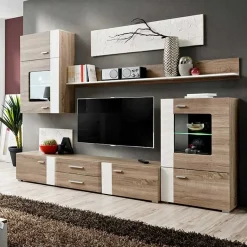 Parete attrezzata 240x190h cm rovere bianco lucido Mexico Gihome®
