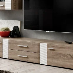 Parete attrezzata 240x190h cm rovere bianco lucido Mexico Gihome®