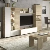 Parete attrezzata 260x185h cm soggiorno rovere bianco lucido Gary