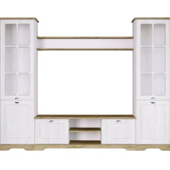 Parete attrezzata 234x181h cm shabby soggiorno bianco opaco Loira