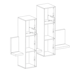 Parete attrezzata 219x205h cm soggiorno rovere antracite Megan Gihome®
