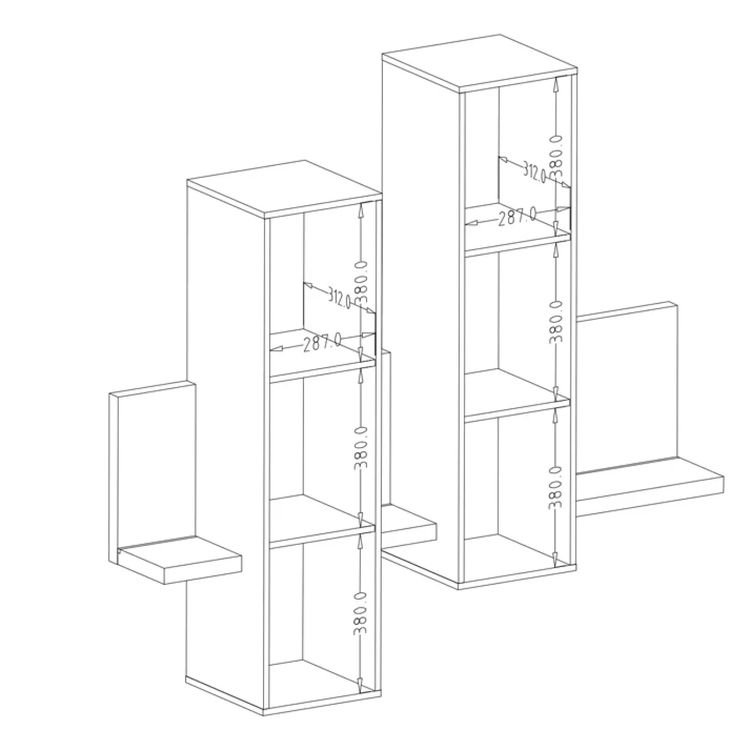 Parete attrezzata 219x205h cm soggiorno rovere antracite Megan Gihome®