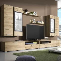 Parete attrezzata 280x190h cm soggiorno rovere nero Glamour Gihome®