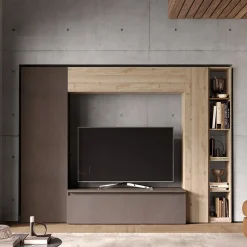 Parete attrezzata 249x186h cm salvaspazio marrone rovere chiaro Sunset 9