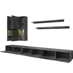 Parete attrezzata 270x176h cm soggiorno ossido nero Emotion Gihome®