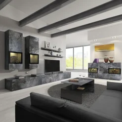 Parete attrezzata 270x176h cm soggiorno ossido nero Emotion Gihome®