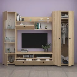 Parete attrezzata 240x180h cm soggiorno rovere Jersey
