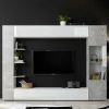 Parete attrezzata 257x187h cm soggiorno bianco lucido cemento Steppi 3