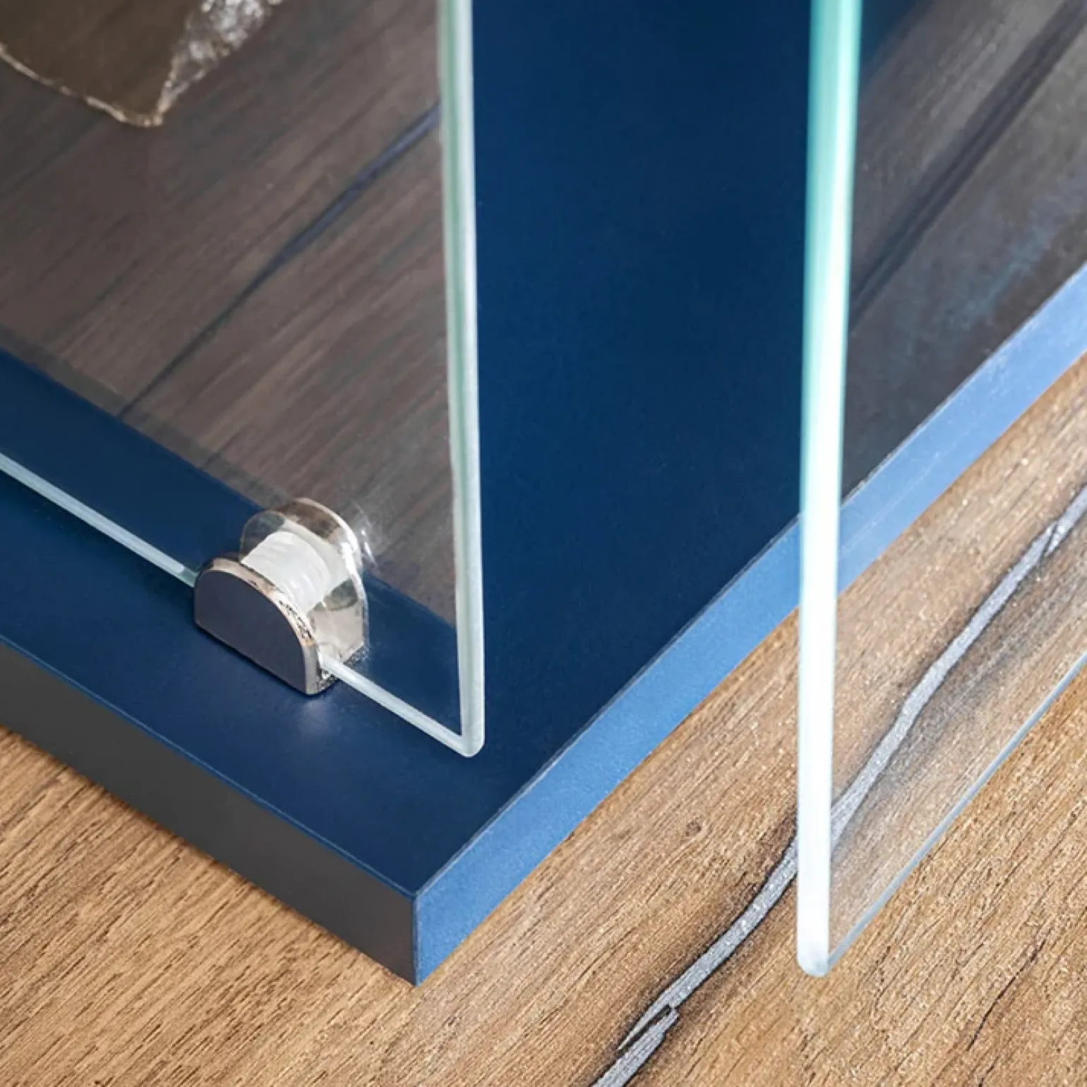 Parete attrezzata 210x162h cm soggiorno con led blu scuro rovere Feola